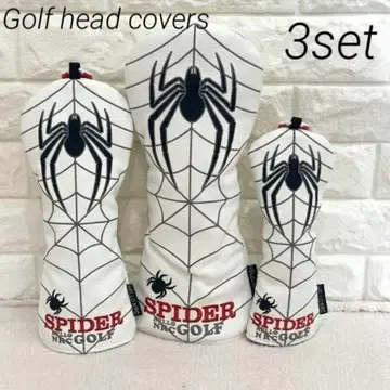 골프클럽 헤드커버 드라이버 페어웨이 유틸리티 화이트 스파이더