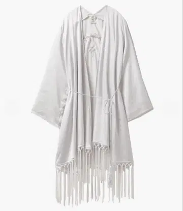 [ gelato pique ] 로즈 새틴 프린지 가운 룸웨어 블루