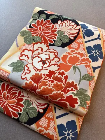 앤티크 오비 국화 모란