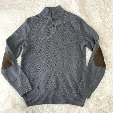 CHAPS 차프스 하프 버튼 니트 엘보 패치