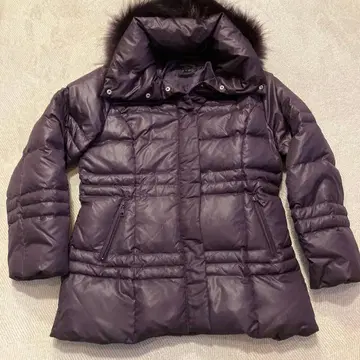 (새상품급) GRANDPOCHE 보라색 다운 자켓 코트 모자 퍼 미세스