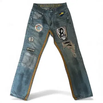 Lust 데님 팬츠 패치 히피 AFB 와펜 콜라보