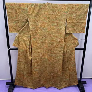 3700 코몬 순수 실크 이중 기모노 기모노 브라운 기모노 일본 의류