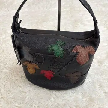 이비자 핸드백 블랙 가죽 패치워크 덩굴 IBIZA