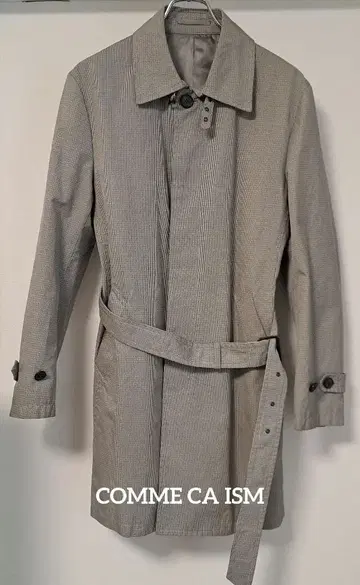COMME CA ISM 그레이 체크 트렌치코트