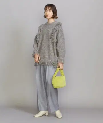 kiira 프린지 니트 풀오버 그레이