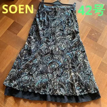 [ SOEN ] 파랑과 블랙, 베이지의 멋진 플레어 스커트 42호