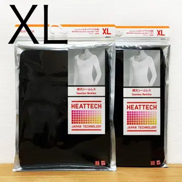 히트텍 U넥 T 8부 소매 블랙 XL 2장 유니클로 UNIQLO
