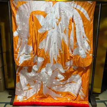 우치카케 이로 우치카케 자수 오렌지 봉황 얼룩 있음