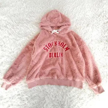 748 [쥬네 스튜디오] 핑크 후드티 복숭아색 털 후드티 자수 상의