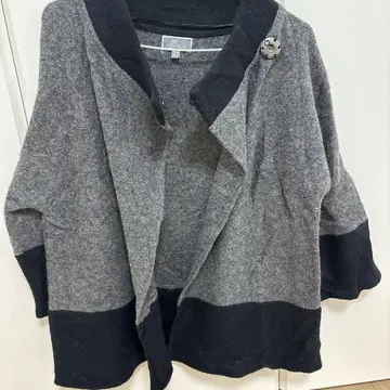 울 혼방 긴팔 가디건 그레이 블랙 [ M ]