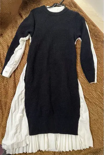 sacai/사카이/니트 플리츠 원피스