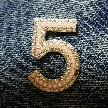 숫자 5 브로치 핑크 펄