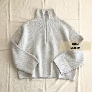 H&M 에이치앤엠 하프 집업 리브 니트 스웨터