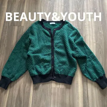 뷰티&유스 캐시미어 혼방 그린 가디건