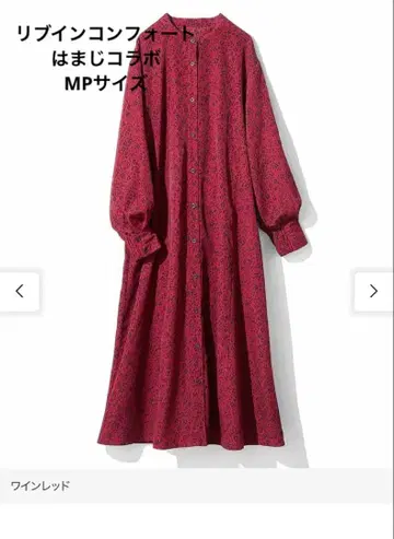 리브인컴포트 와인 레드 꽃무늬 롱 원피스