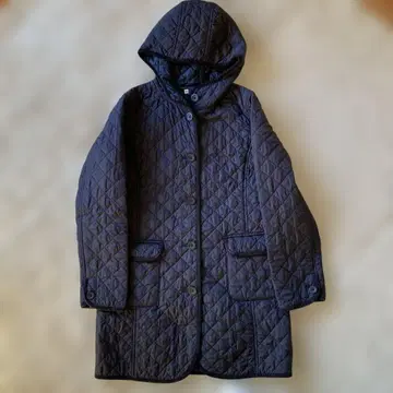 네이비 퀼팅 자켓 후드 부착