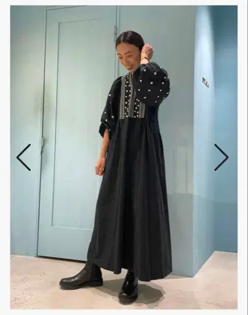 누키테파 도트 무늬 롱 원피스