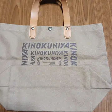 기이노쿠니야 가죽 핸들 코튼 백
