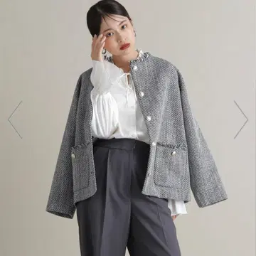 노카라 트위드 블루종