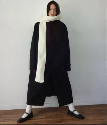 FEKETE 오버핏 롱 스텐카라 코트 블랙 L 사이즈