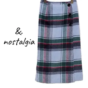 &.NOSTALGIA 타탄 체크 패턴 울 랩 스커트