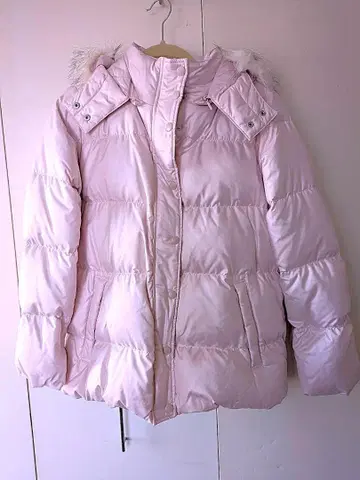 유니클로 핑크 다운 자켓 후드 부착 여성용 S 미사용 새상품