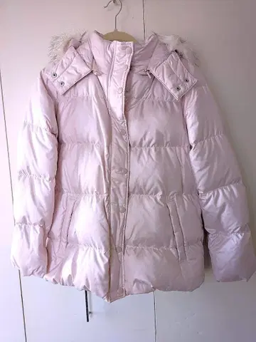 유니클로 핑크 다운 자켓 후드 부착 여성용 S 미사용 새상품