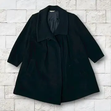 A라인 울 롱 코트 안감 레이온 100% 블랙 레트로 귀여움