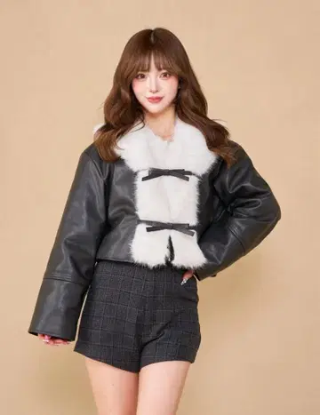 리본 벨트 빈티지 가죽 자켓 Darich