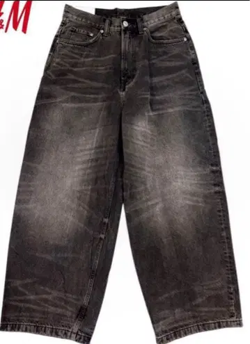 [ 레어 사이즈 ] H&M 슈퍼 배기 데님 29/30 블랙 그레이