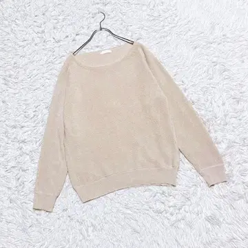 [ DRESKIP ] 라메 니트탑 (L) 긴팔 심플 베이지