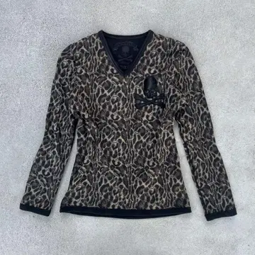 Roen 레오파드 T셔츠 스컬 V계