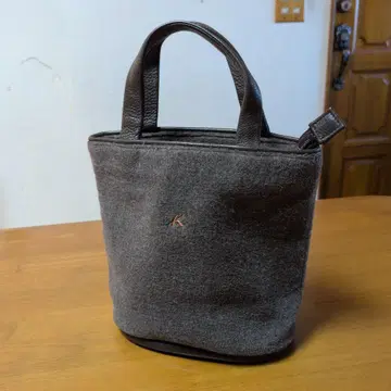 [키타무라] 울 가죽 토트백 다크 브라운