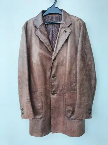 MEN'S BIGI 가죽 테일러드 자켓 코트 브라운