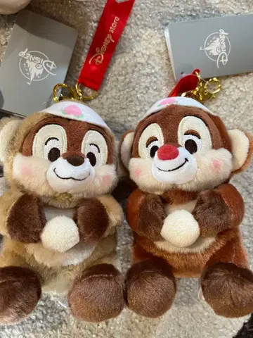 디즈니 스토어 오카야마 칩과 데일 봉제 인형 키체인 복숭아 타로 택 포함
