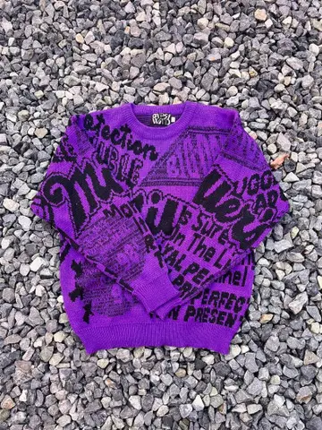 GYPSY WIND 보라색 그래픽 니트 FREE 사이즈