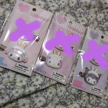 메조 피아노 산리오 앞머리 클립 (산리오 캐릭터 3종 세트)