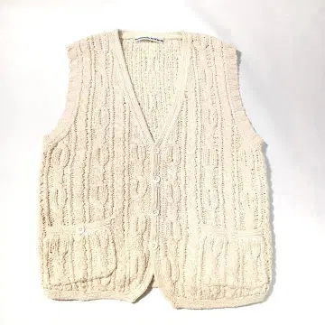 Mademoiselle NON NON 케이블 니트 베스트 마 혼방 내추럴