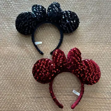 디즈니 머리띠 2개 리본 크리스마스 벨로아 빨간색 네이비