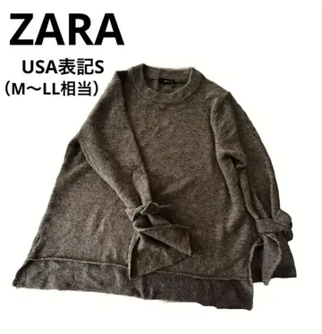 ZARA 자라 풀오버 니트 스웨터 리본 포함 긴팔 니트 소매 슬릿