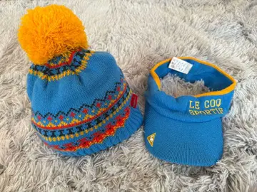 미사용 르꼬끄 골프 2way 폼폼 니트 모자 선바이저