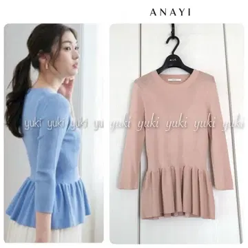 ANAYI 아세테이트 폴리에스테르 페플럼 풀오버