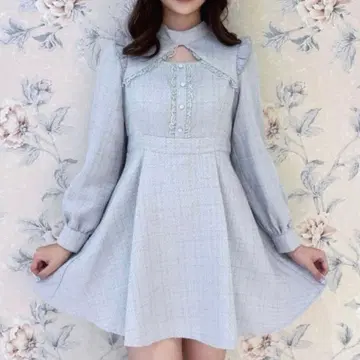 에블린 트위드 초커 원피스 아이스 그레이