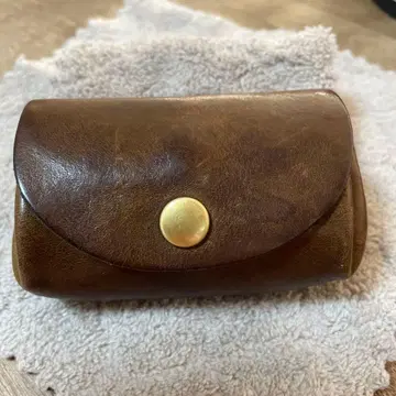 브라운 가죽 코인 케이스 이단 접이