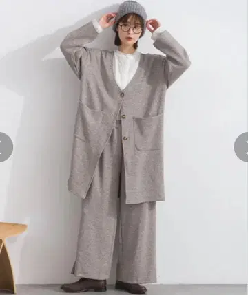 lupilien 멜란지 더블 페이스 루즈핏 포켓 부착 롱 가디건