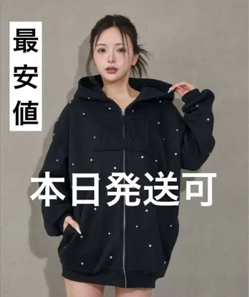 에코 메루카리 편만! DD 로고 비쥬 지퍼 후드티 다리치 BLK