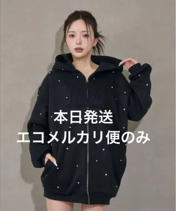 에코 메루카리 편만! Darich DD 로고 비쥬 지퍼 후드티 BLK