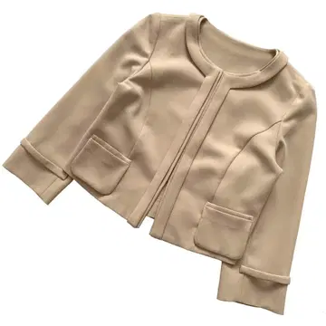 FOXEY 폭시 노카라 자켓 38 베이지