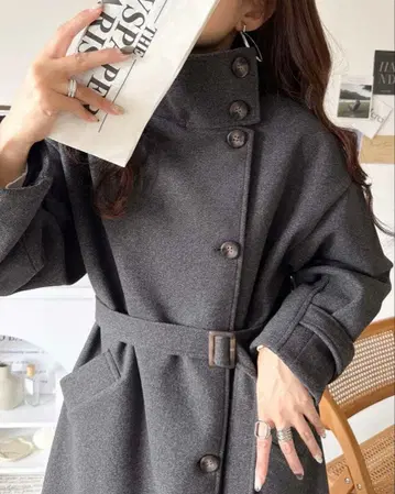 스탠드 칼라 롱 코트